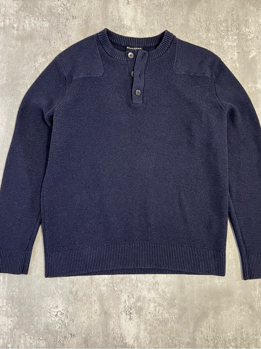 Banana Republic Men’s Navy Crewneck Henley Sweater